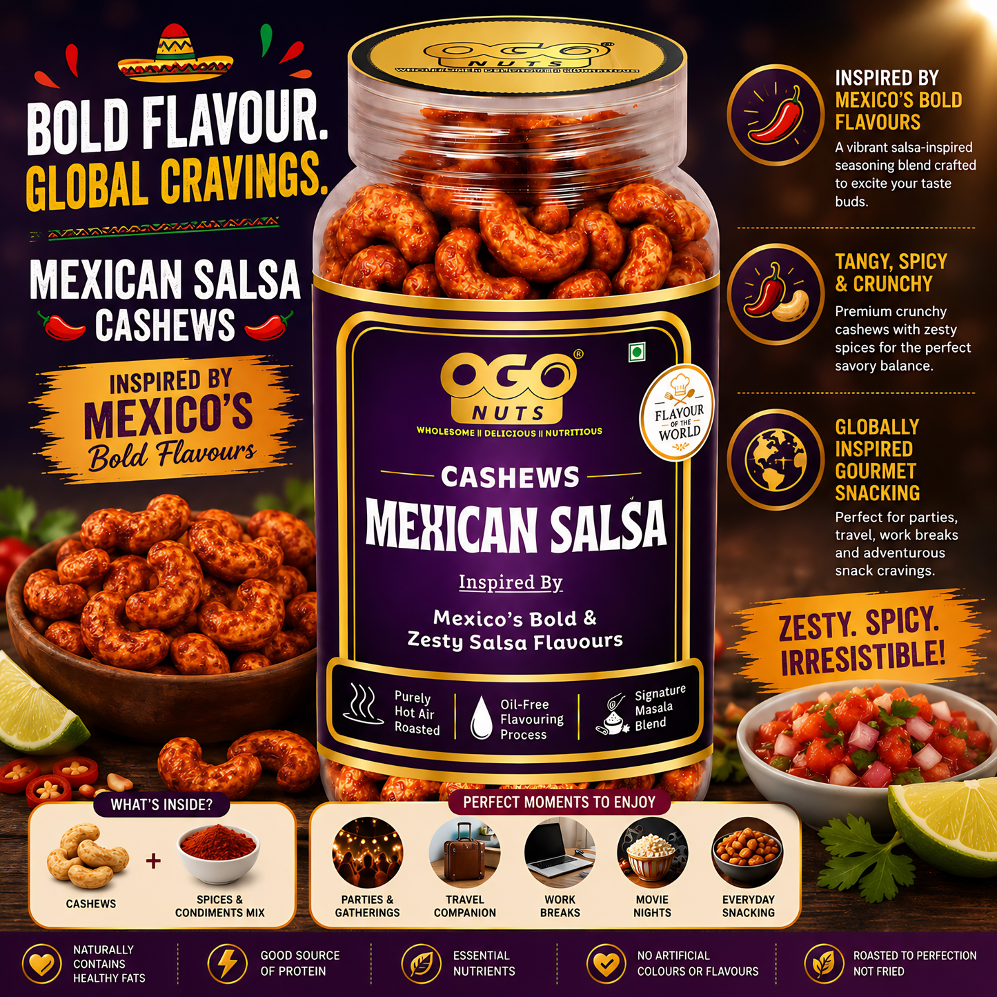 Mexican Salsa Cashews | Flavour of the World Collection 200g