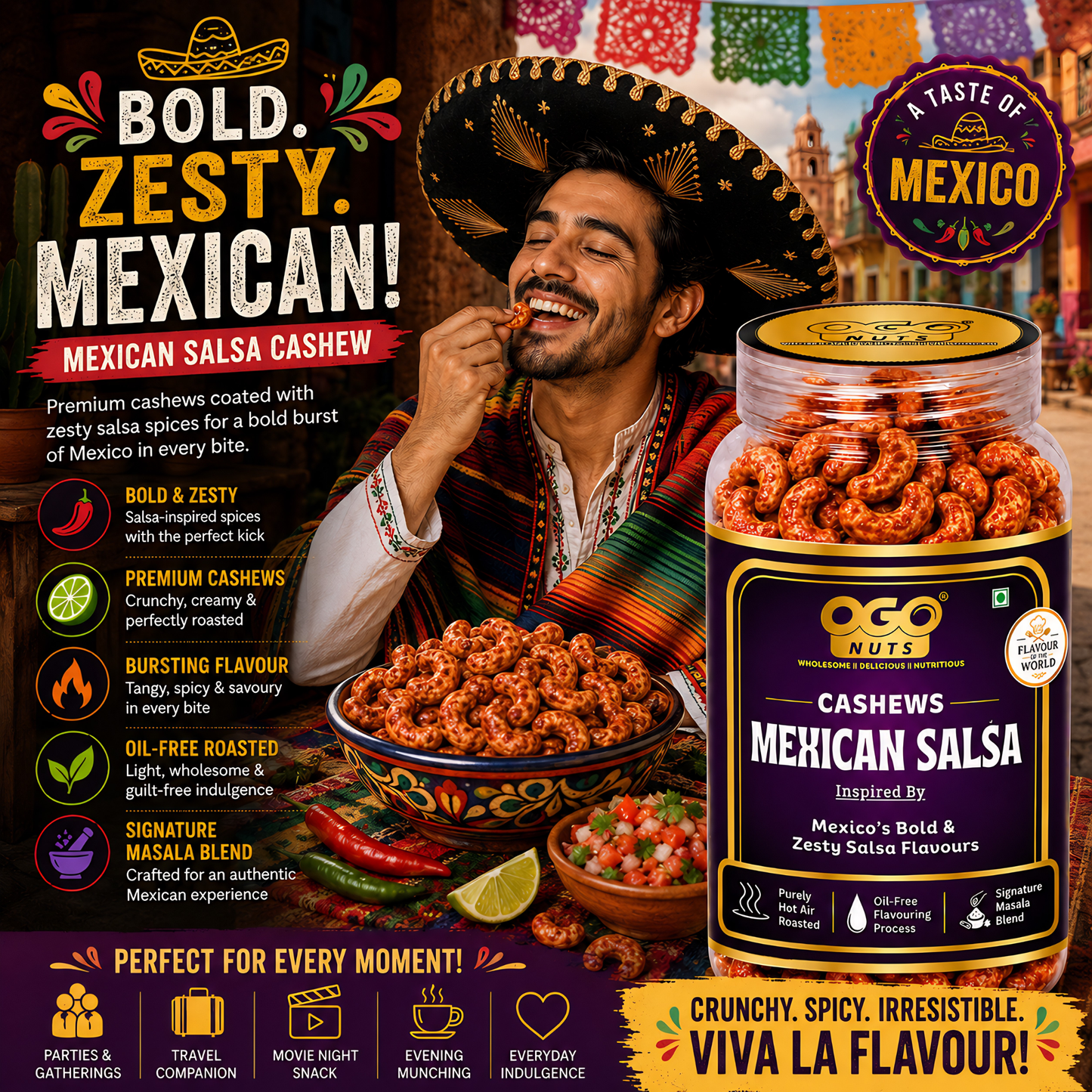 Mexican Salsa Cashews | Flavour of the World Collection 200g