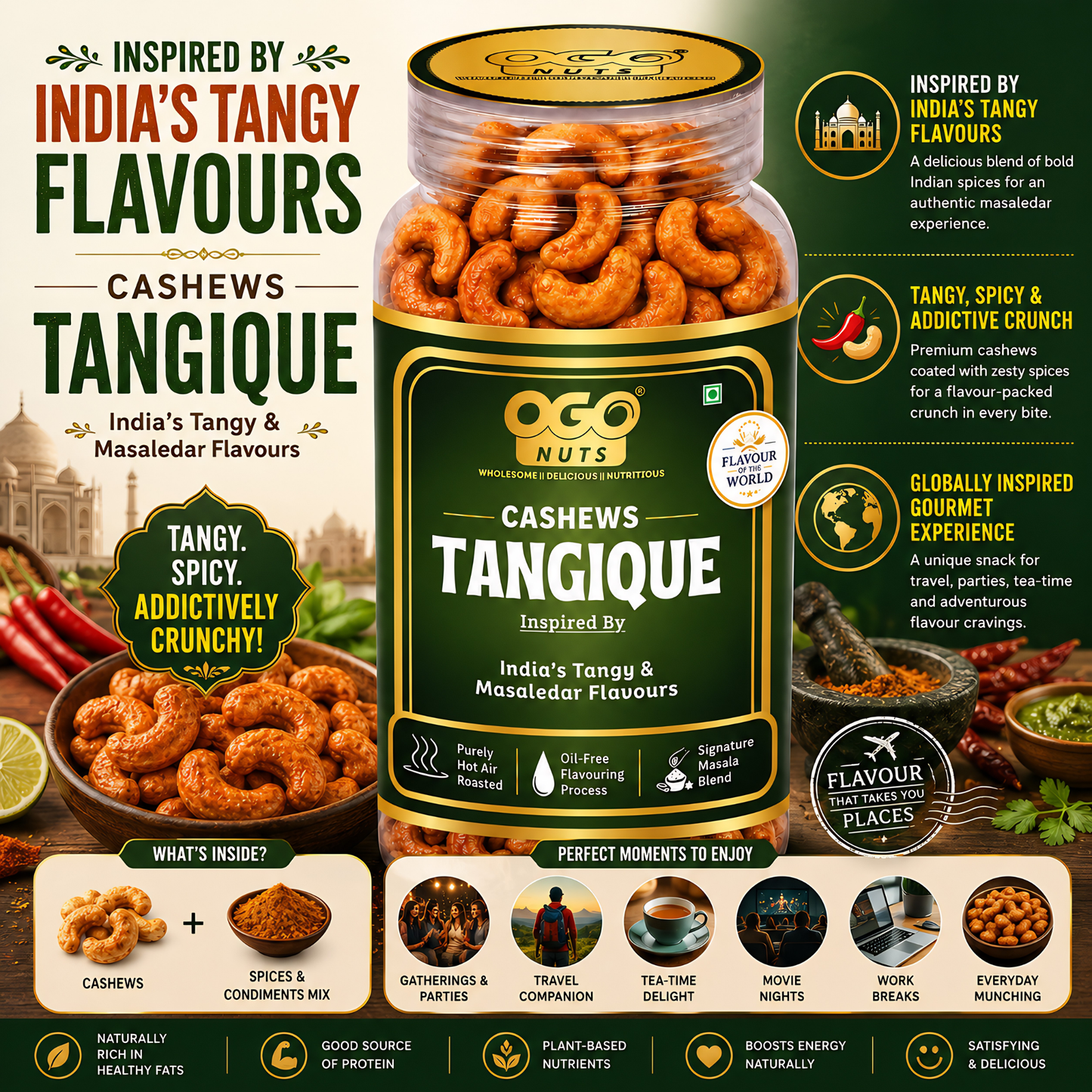 Tangique Indian Spice Cashews | Flavour of the World collection 200g