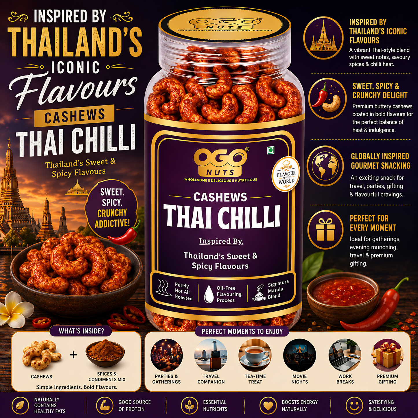 Thai Sweet Chilli Cashews | Flavour of the World Collection 200g