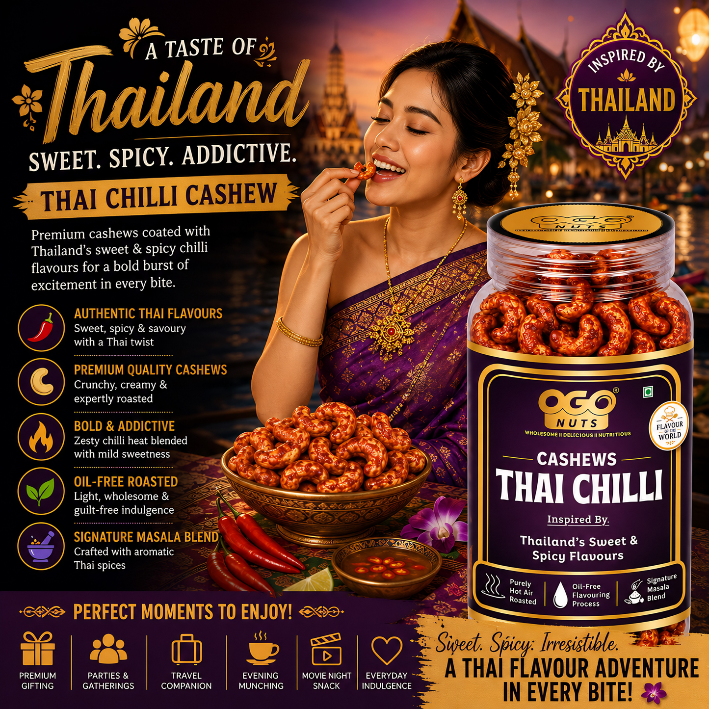 Thai Sweet Chilli Cashews | Flavour of the World Collection 200g