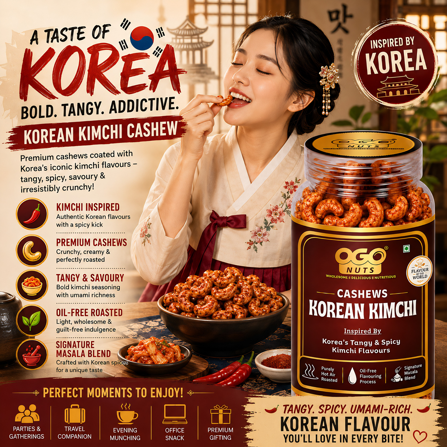 Korean Kimchi Cashews | Flavour of the World Collection 200g