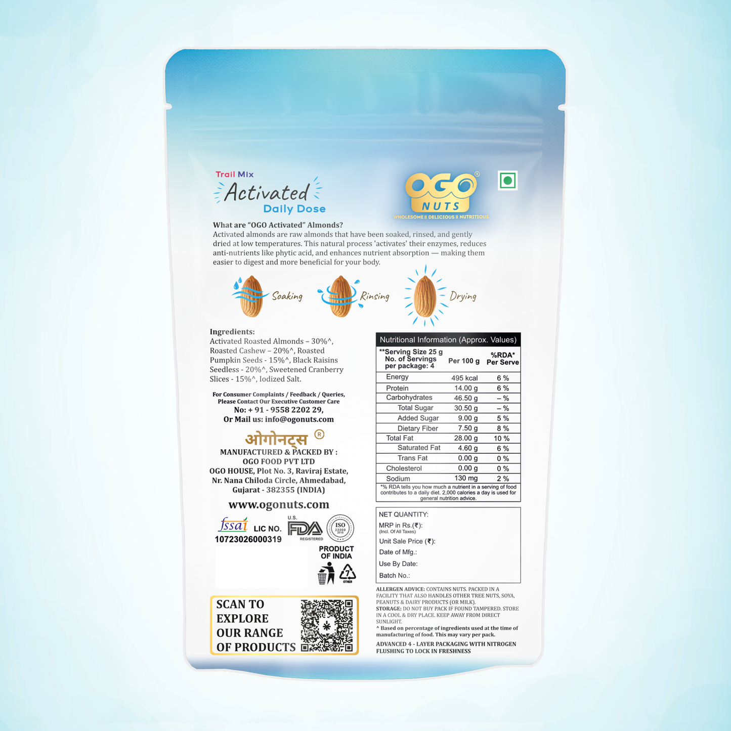 Activated Trail Mix - Daily Dose 200g (PACK OF 2 X 100g)
