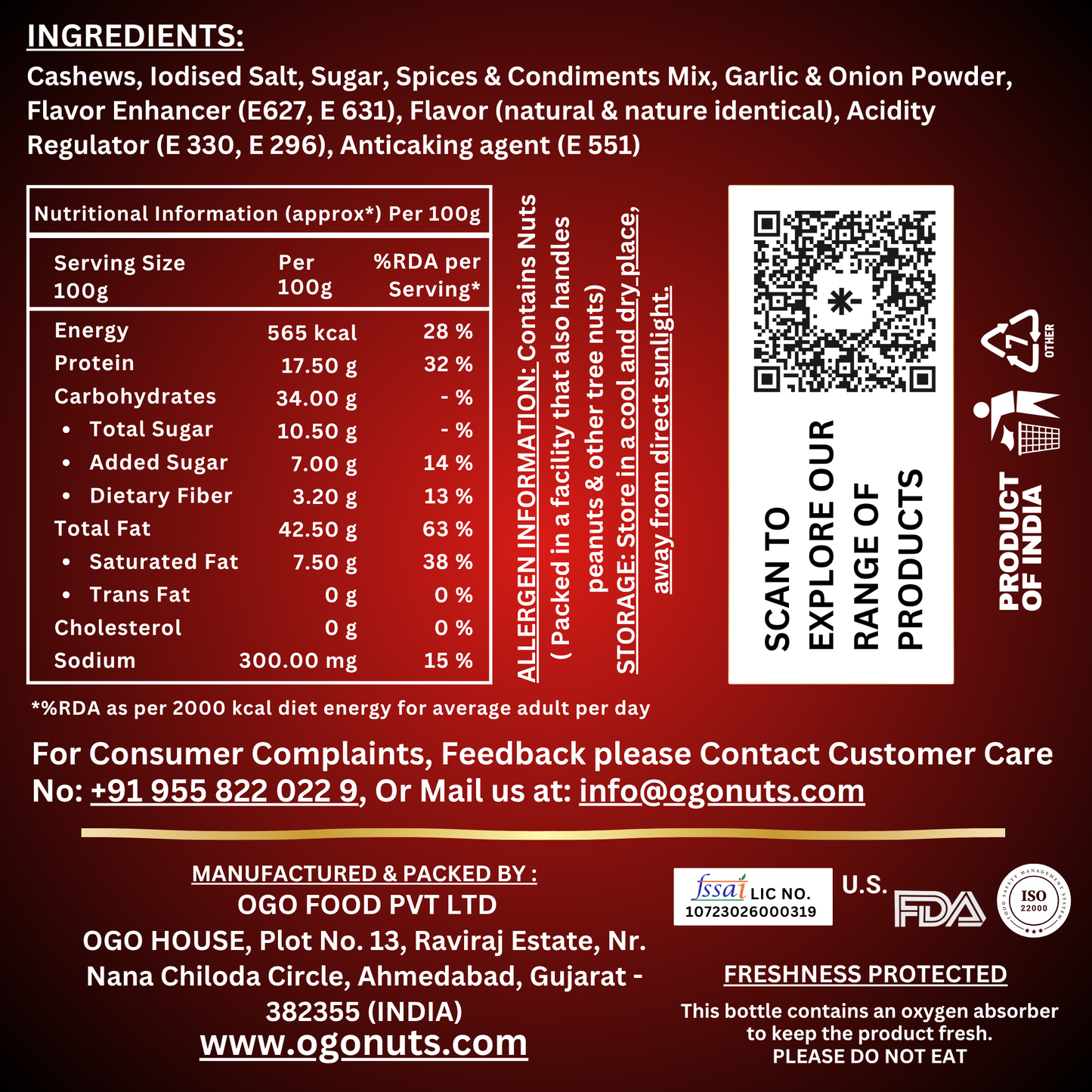 Caribbean Habanero Cashews | Flavour of the World Collection 200g