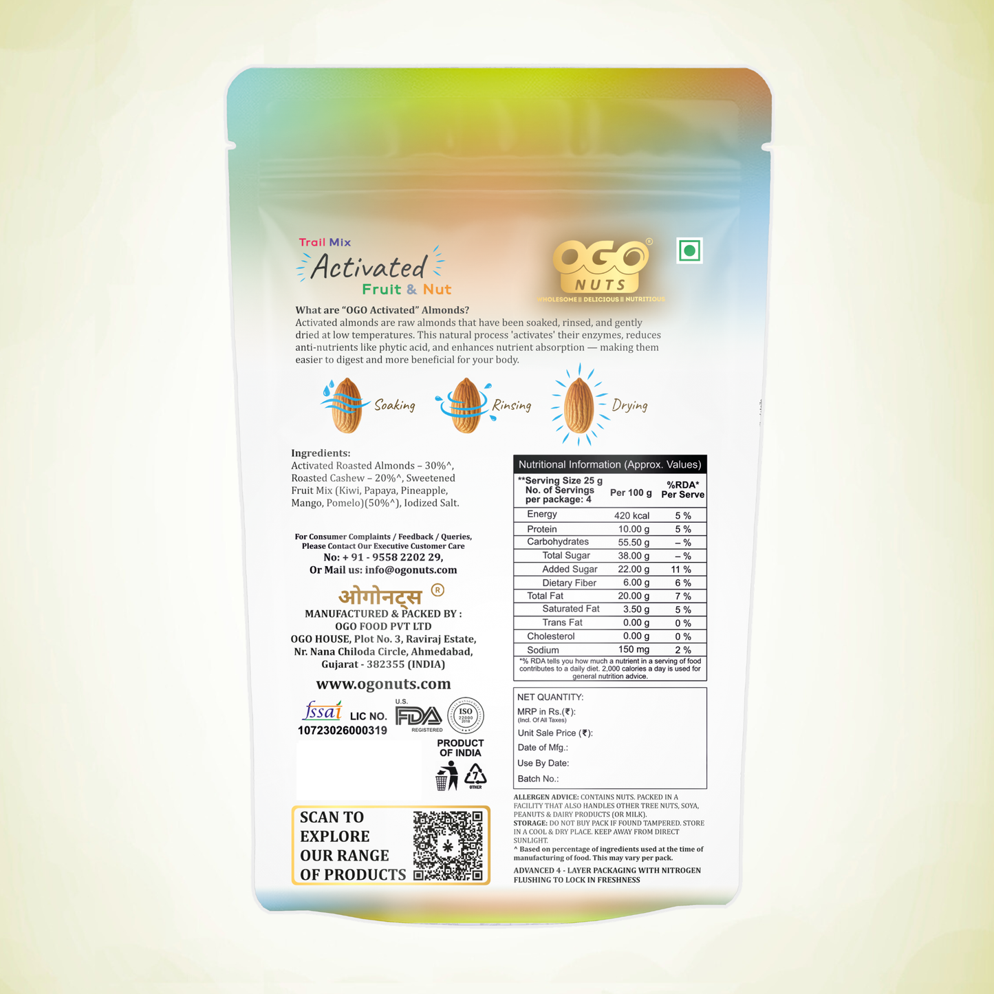Activated Trail Mix - Fruit & Nut 200g (PACK OF 2 X 100g)