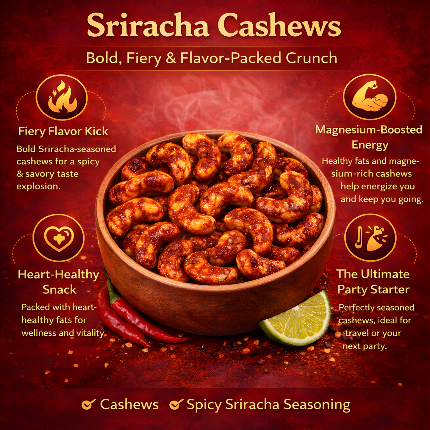 Sriracha Cashews 30g (PACK OF 6)