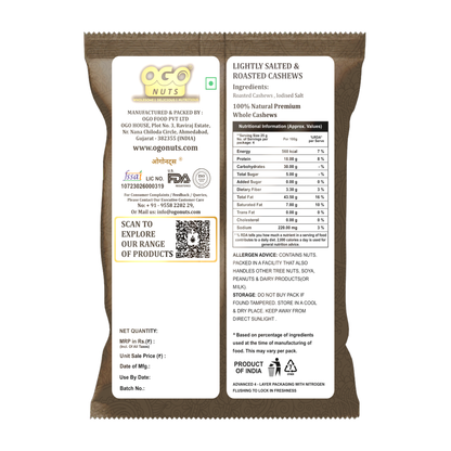 Roasted & Lightly Salted Cashews 30g (PACK OF 6)