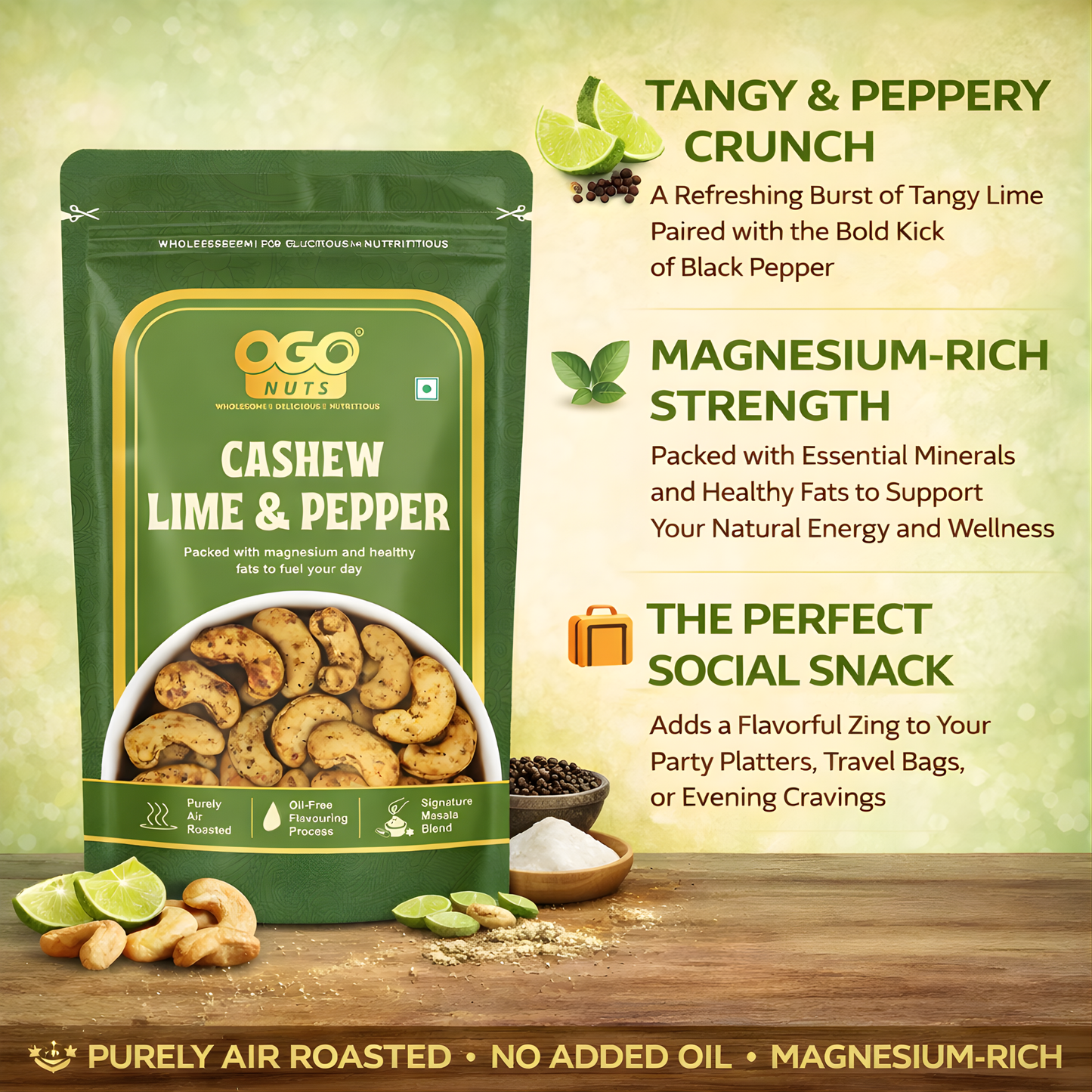 Lime & Pepper Cashews 200g (PACK OF 2 X 100g)
