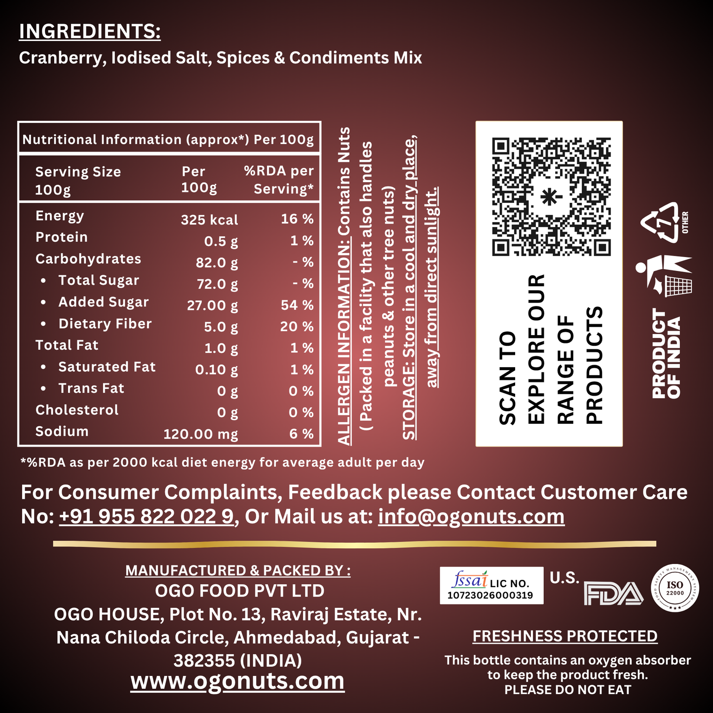 Masala Cranberry 200g