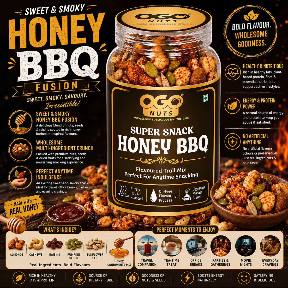 Super Snacker Honey BBQ Super Snack | Sweet & Smoky Trail Mix – OgoNuts