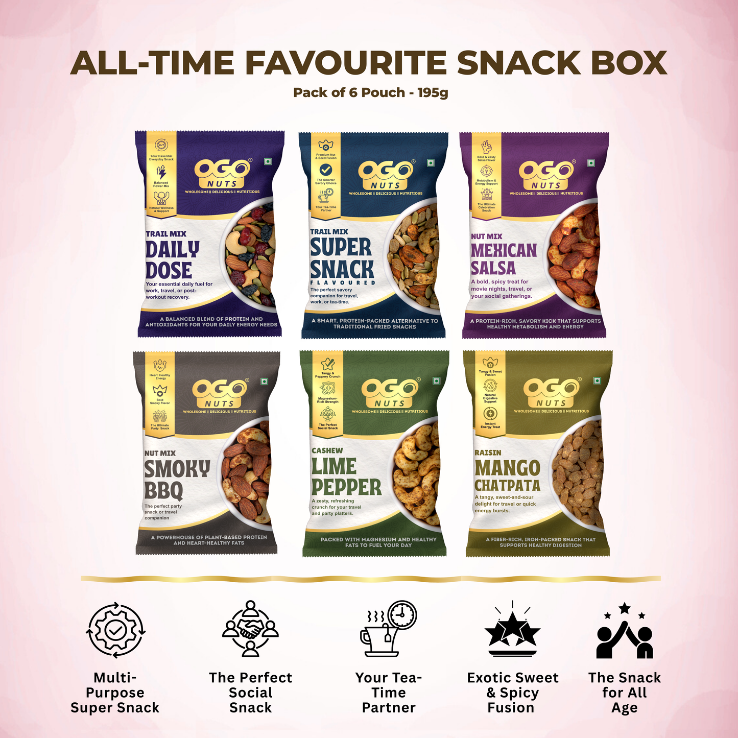 Snack Box Combo | Bestselling Nuts & Trail Mix Pack - 195g – OgoNuts