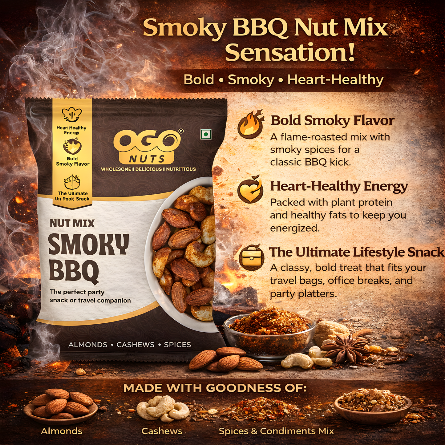 Smoky BBQ Nut Mix 30g (PACK OF 6)