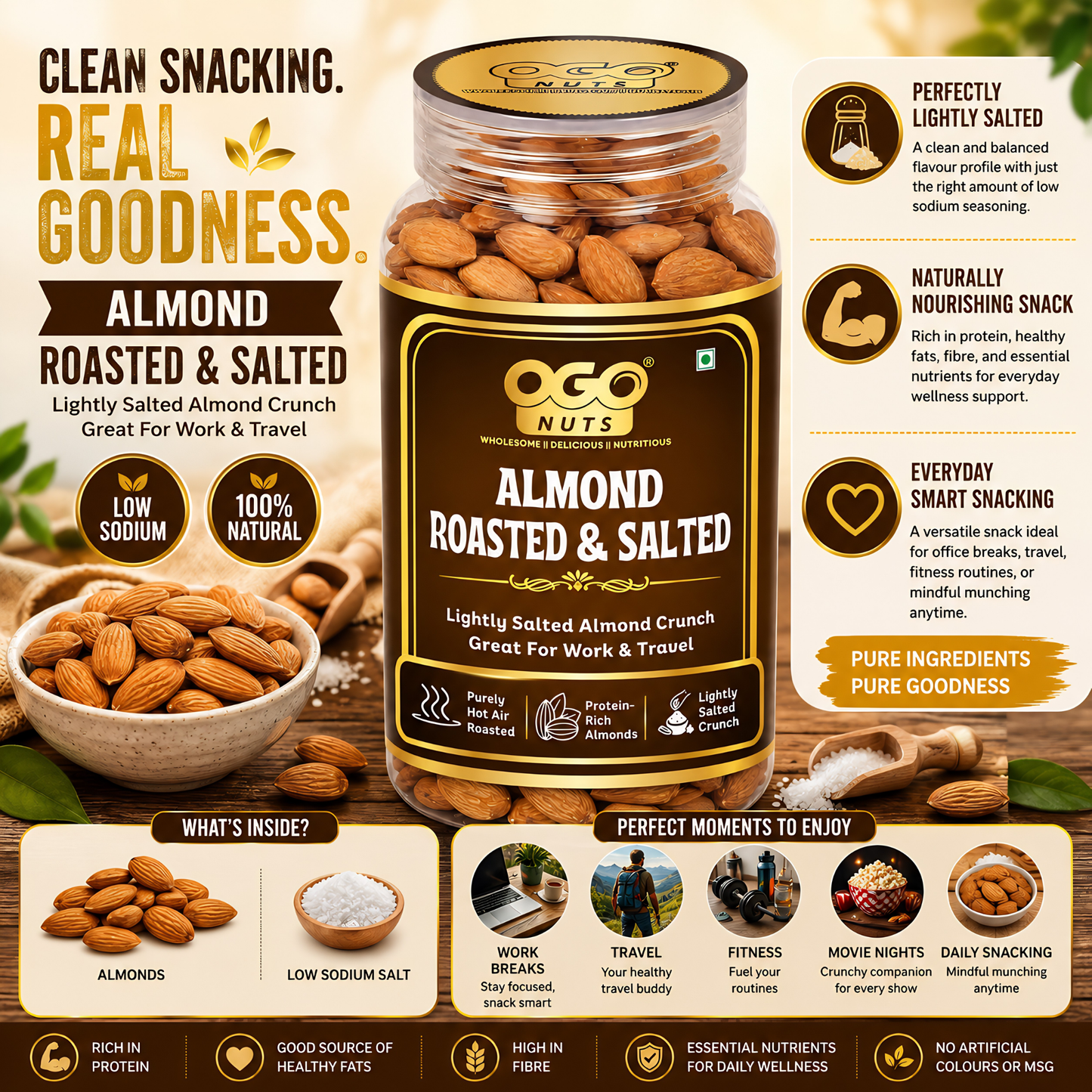 Roasted & Salted Almonds 200g